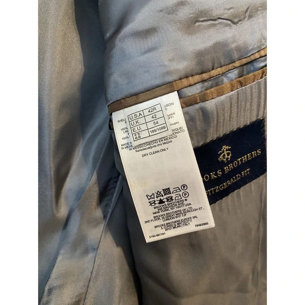 Brooks Brothers Sports Coat 42R Gray Plaid Jacket Fitzgerald 100% Wool Blazer